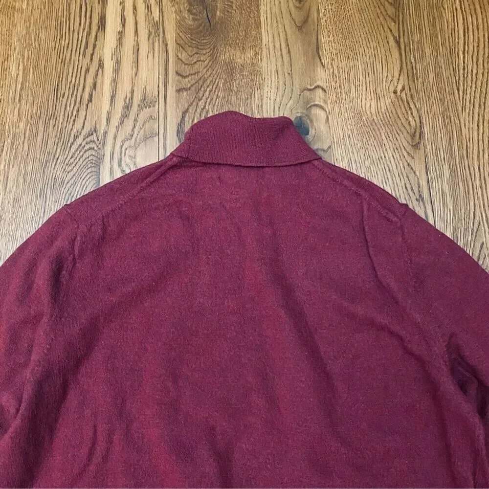 BANANA REPUBLIC Baruffa Mens S/M Red Moda Merino Wool Soft Turtleneck Sweater*